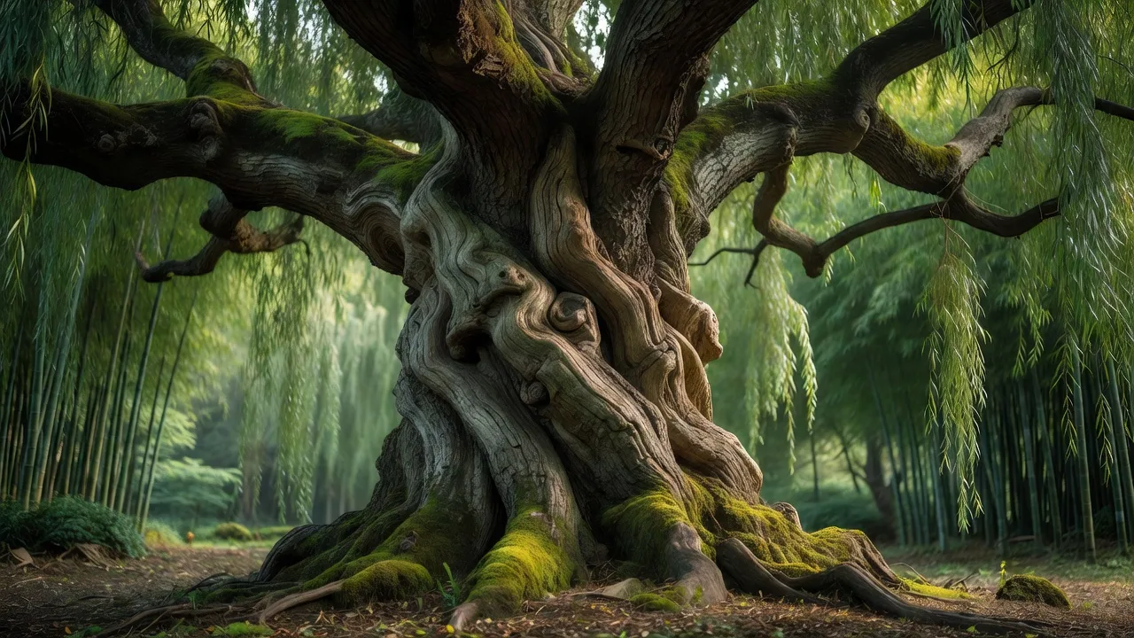 古木となった柳の幹 — the trunk of an ancient willow tree