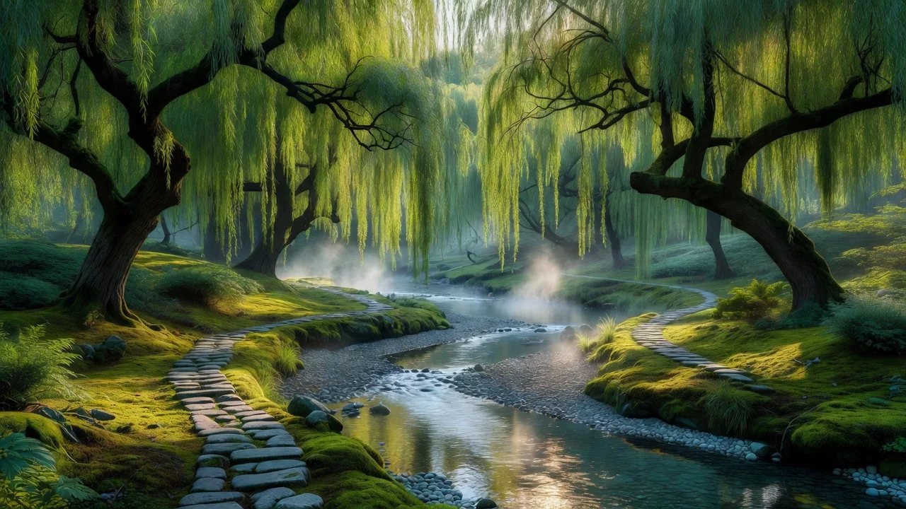 柳の林への小径 — path leading into the willow grove